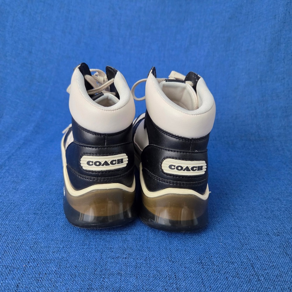 Coach Citysole High Top Leather Sneakers - Black & White Size 9.5 - Picture 4 of 6